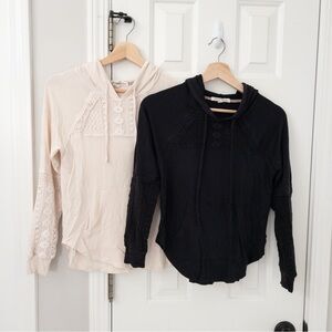 Rewind Cream and Black Lace Hoodies